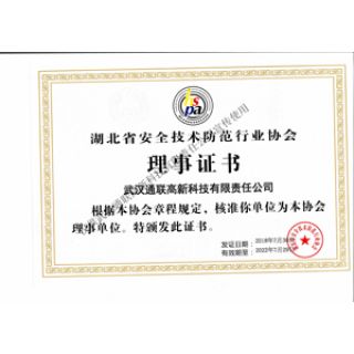 湖北省安全防范技术行业协会理事证书